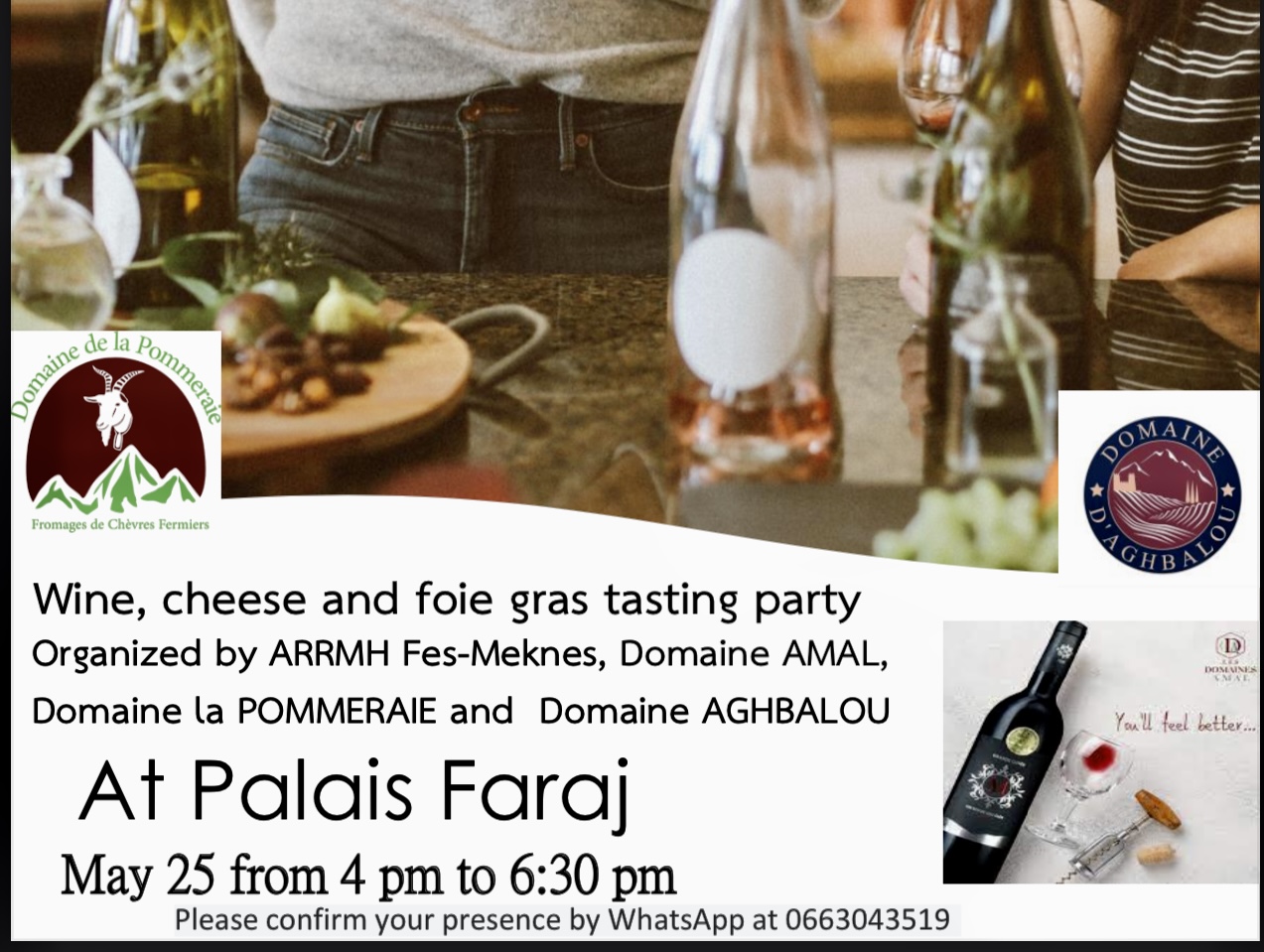Vins, foie gras et fromages au Palais Faraj Fez