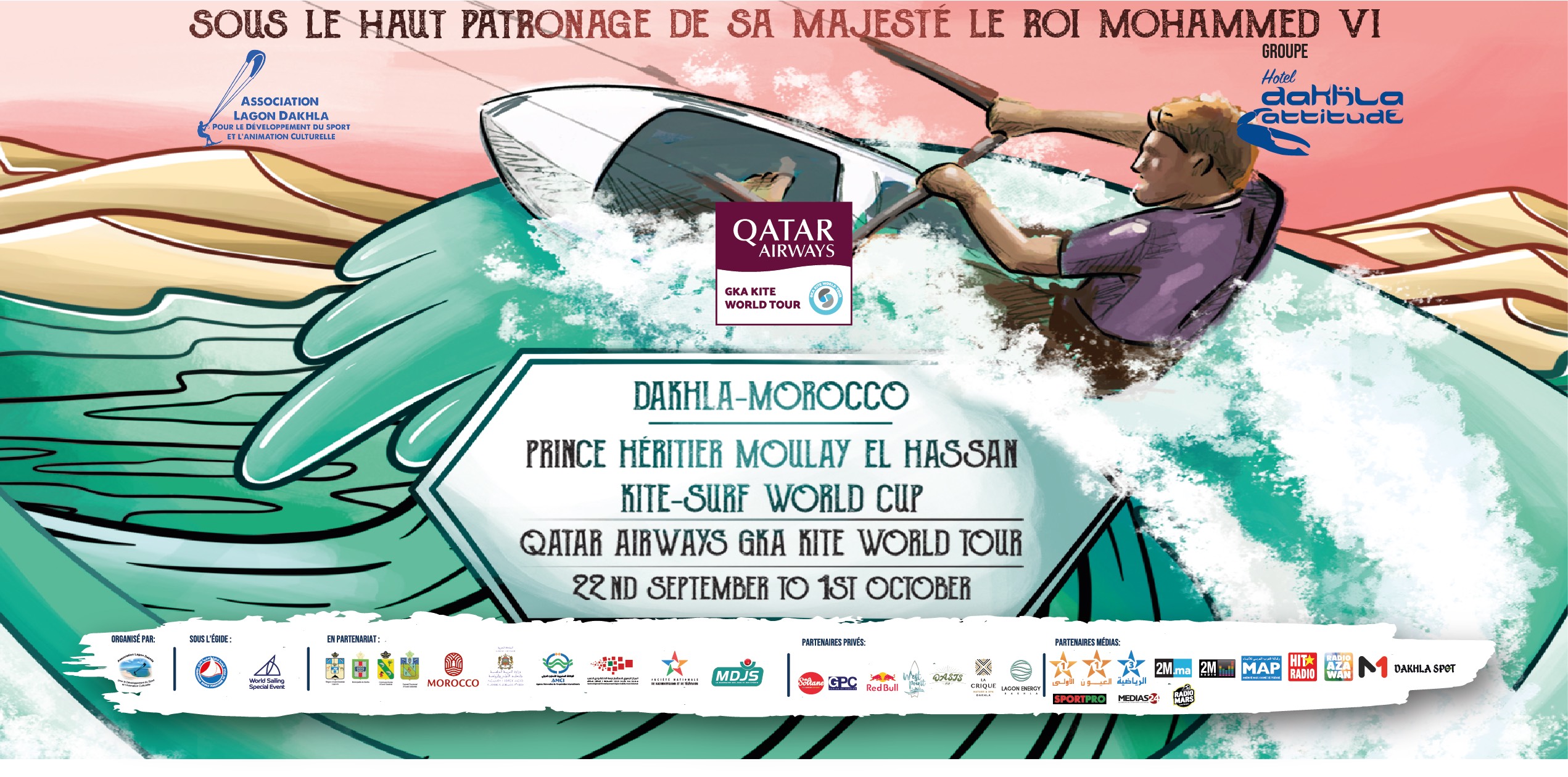 Dakhla accueille le Championnat Kitesurfing World Cup 2023 Prince Héritier My El Hassan et le GWA Wingfoil World Cup